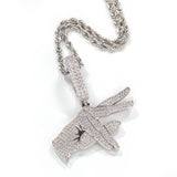 Jewelry Gesture Pendant Necklace Copper Set Zircon Jesus Pieces Spectrum