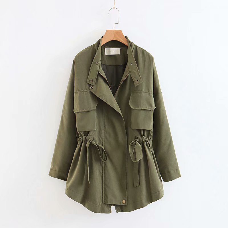 Women Trench Coat Mid-Length Slim Fit