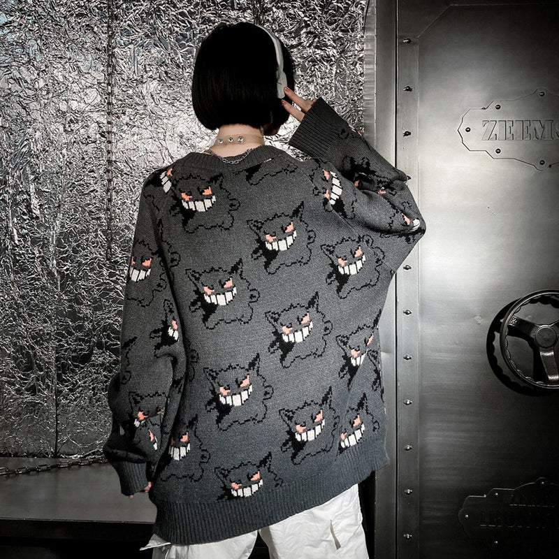 Men Sweater Pokemon Cartoon Jacquard Sweater