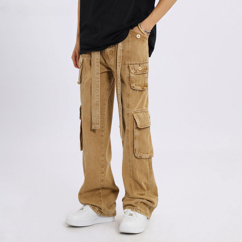 Cargo Pants Retro Distressed Hip Hop Multi-Pocket Workwear