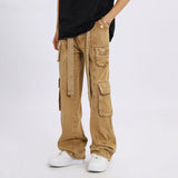 Cargo Pants Retro Distressed Hip Hop Multi-Pocket Workwear