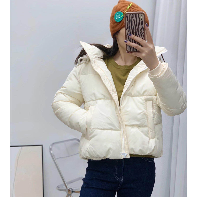 Women Cotton Coat Simple Casual Hooded Cotton Jacket