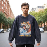Mens Vintage Long Sleeve Shirt Street Print Long Sleeve T-Shirt