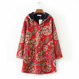 Women Cotton Coat plus Size Fleece-lined Linen Jacket Mid-Length