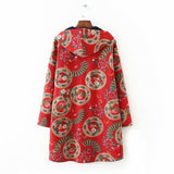 Women Cotton Coat plus Size Fleece-lined Linen Jacket Mid-Length
