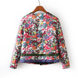 Women Cotton Coat Floral Cardigan Coat Stand Collar