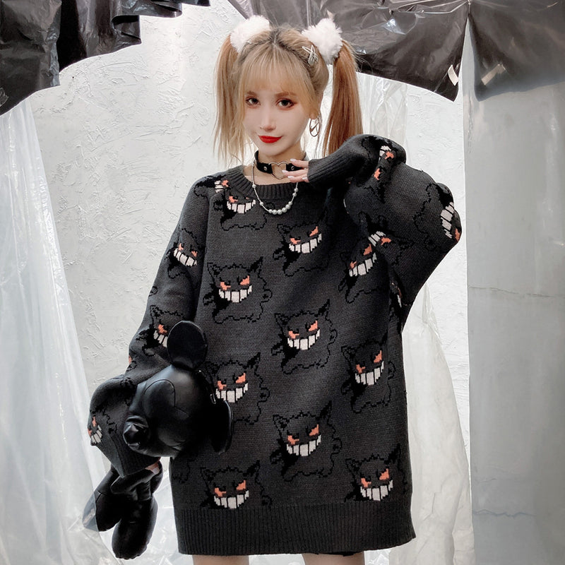 Men Sweater Pokemon Cartoon Jacquard Sweater