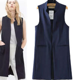 Women Vest Stand Collar Suit Cardigan Vest