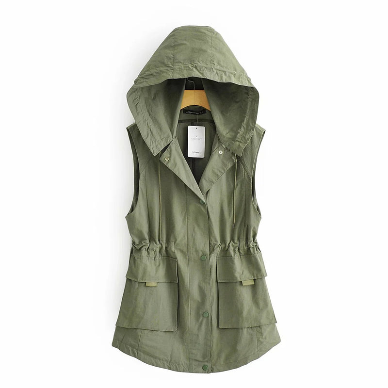 Women Vest Hooded Vest Coat