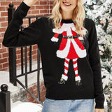 Black Christmas Sweater Embroidered Christmas Knitwear Autumn and Winter
