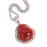 Jewelry Hip Hop Necklace Chalcedony Maitreya Buddha Zircon Pendant Far East Jesus Pieces Royalty