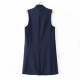 Women Vest Stand Collar Suit Cardigan Vest