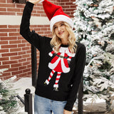 Black Christmas Sweater Embroidered Christmas Knitwear Autumn and Winter