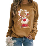 Black Christmas Sweater Christmas Elk Printing Crew Neck Casual Loose Sweater Women
