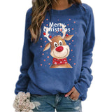 Black Christmas Sweater Christmas Elk Printing Crew Neck Casual Loose Sweater Women
