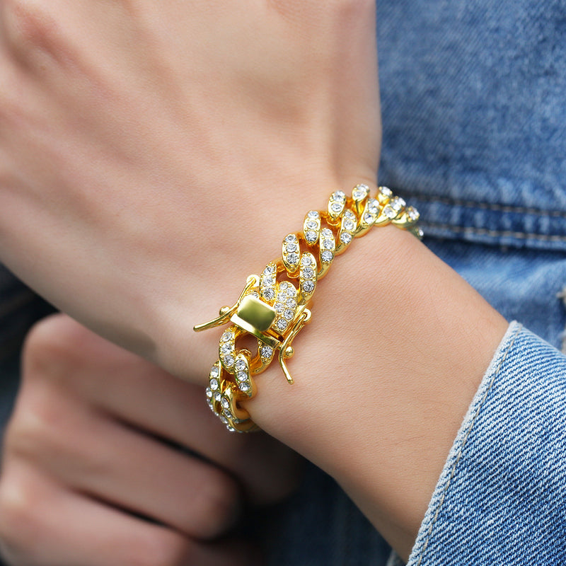 Bracelet Hip Hop Alloy Diamond Cuban Bracelet St. Valentine's Spectrum