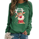Black Christmas Sweater Christmas Elk Printing Crew Neck Casual Loose Sweater Women