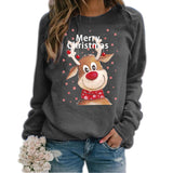 Black Christmas Sweater Christmas Elk Printing Crew Neck Casual Loose Sweater Women