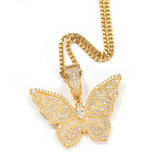 Jewelry Hip Hop Zircon Butterfly Pendant Necklace ins Wind Butterfly Animal St. Valentine's Spectrum