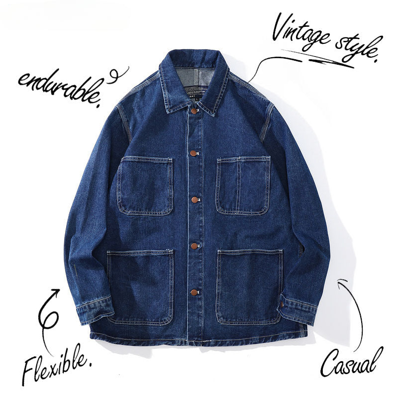 Women Jackets Multi-Pocket Workwear Denim Loose