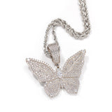 Jewelry Hip Hop Zircon Butterfly Pendant Necklace ins Wind Butterfly Animal St. Valentine's Spectrum