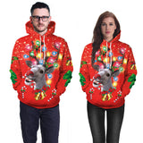 Ugly Christmas Sweater 3D Elk Digital Printed Hood Pullover Sweater