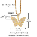 Jewelry Hip Hop Zircon Butterfly Pendant Necklace ins Wind Butterfly Animal St. Valentine's Spectrum