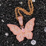 Jewelry Hip Hop Zircon Butterfly Pendant Necklace ins Wind Butterfly Animal St. Valentine's Spectrum
