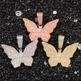 Jewelry Hip Hop Zircon Butterfly Pendant Necklace ins Wind Butterfly Animal St. Valentine's Spectrum
