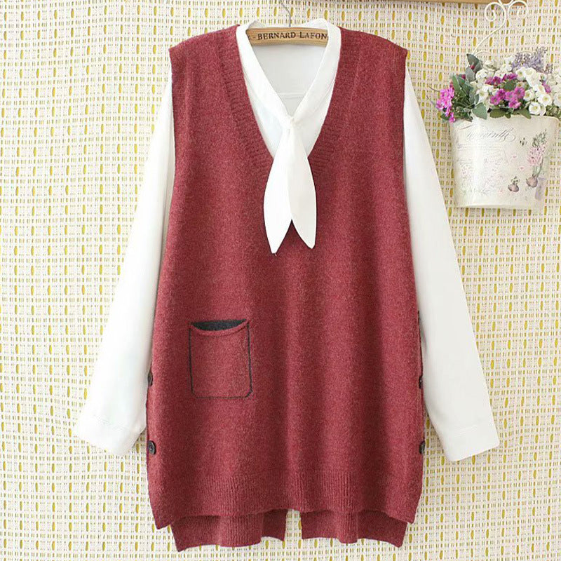 Women Vest Middle-Aged Vest Loose Sweaters