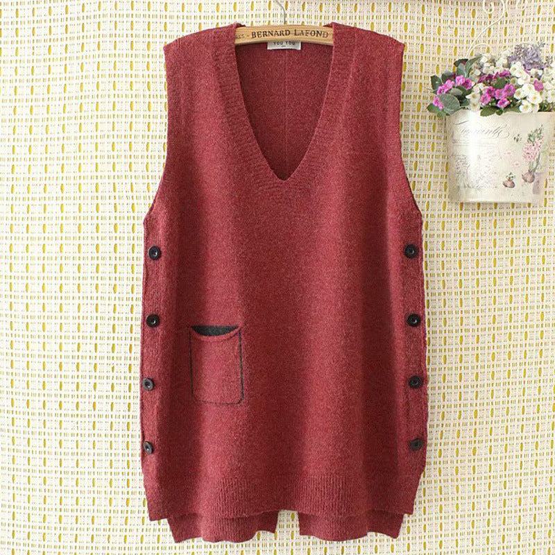 Women Vest Middle-Aged Vest Loose Sweaters