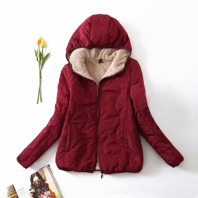 Women Cotton Coat Lamb Wool Coat Fleece-lined Thicken