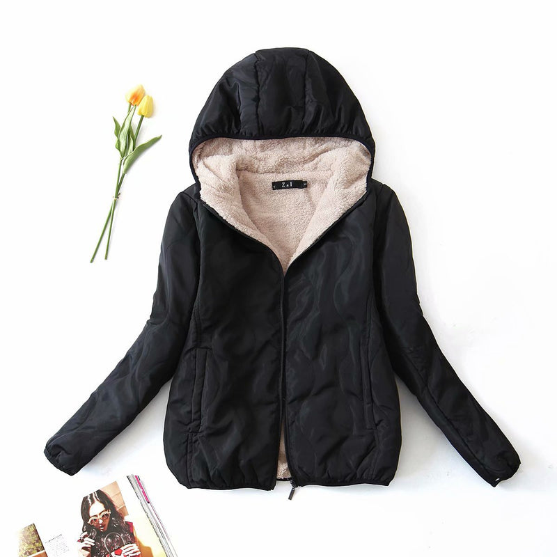 Women Cotton Coat Lamb Wool Coat Fleece-lined Thicken