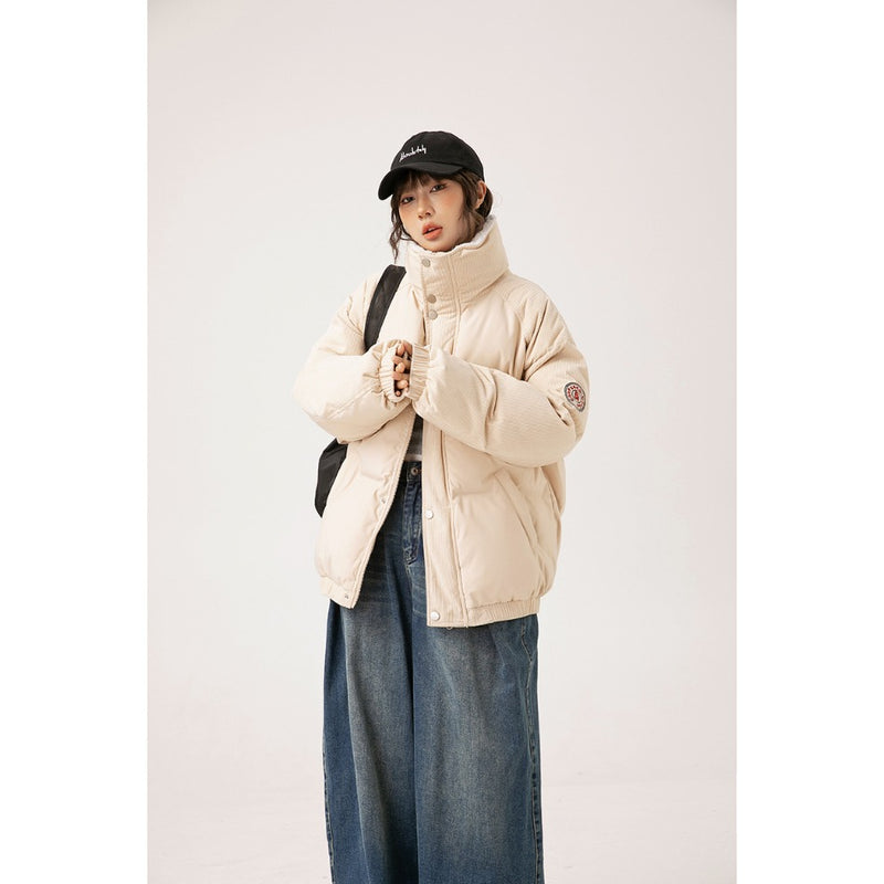 Unisex Coat Corduroy Stitching Lamb Wool