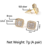 Earrings Zircon Square Earrings Spectrum