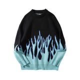 Men Sweater Flame Jacquard Knitwear Hip Hop