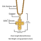 Jewelry Fashion Copper with Colored Zircon Cross Pendant Street rapper Spectrum