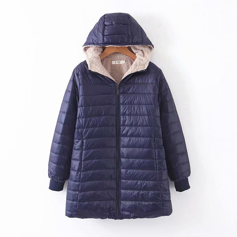 Women Cotton Coat Slim Fit Fleece-lined Warm Berber Fleece Coat
