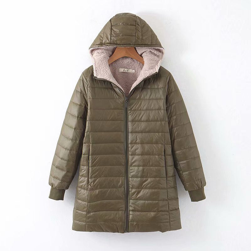 Women Cotton Coat Slim Fit Fleece-lined Warm Berber Fleece Coat