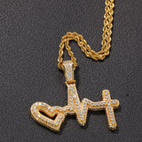 Jewelry Layer Stereo ECG Pendant Copper Inlaid Zircon St. Valentine's Spectrum Royalty