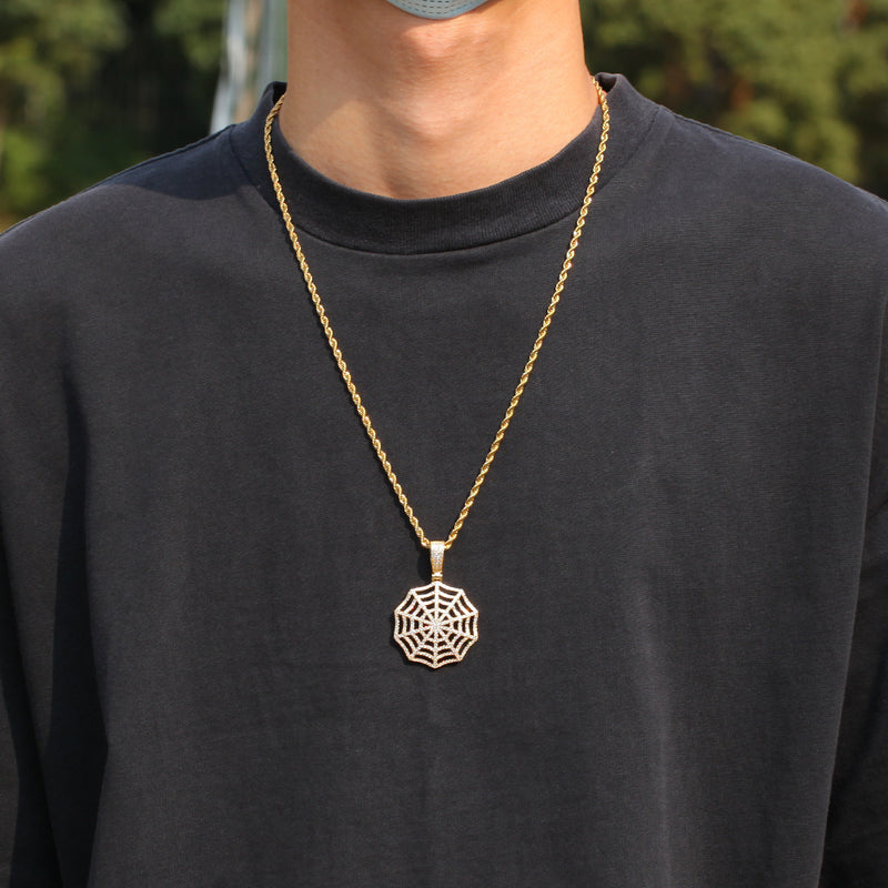 Jewelry Hip Hop 3A Zircon Spider Web Necklace