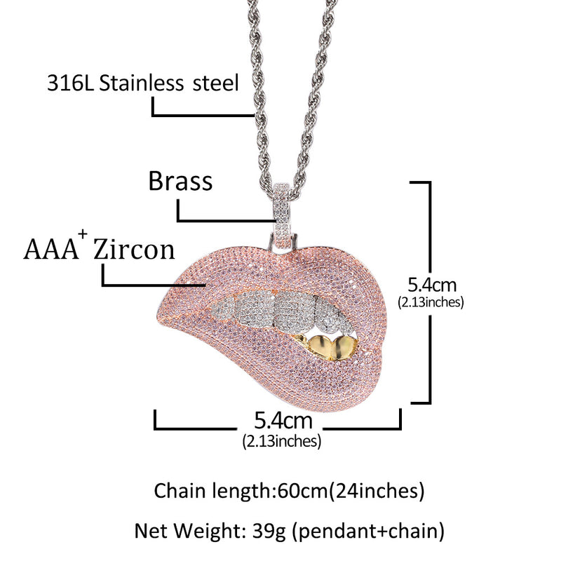 Jewelry Hip Hop Pendant Necklace Copper Set Zircon Hipster Necklace St. Valentine's