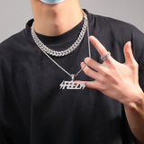 Jewelry Zircon Copper Lightning FEEZY Letter Pendant Necklace lightning Alphabet Pieces Spectrum