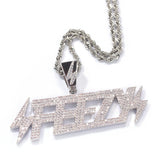 Jewelry Zircon Copper Lightning FEEZY Letter Pendant Necklace lightning Alphabet Pieces Spectrum