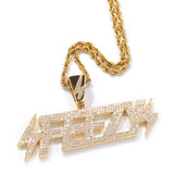 Jewelry Zircon Copper Lightning FEEZY Letter Pendant Necklace lightning Alphabet Pieces Spectrum