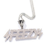 Jewelry Zircon Copper Lightning FEEZY Letter Pendant Necklace lightning Alphabet Pieces Spectrum