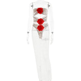 Women Dress Sexy Fashion Lace See-through Dress