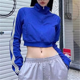 Women Hoodie Leisure Striped Short Style Sports