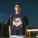 Mens Vintage T-Shirt Cotton Washed Printed Short Sleeve T-Shirt