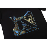 C.e t shirts stereo geometric pattern letter printing round neck pullover short sleeves